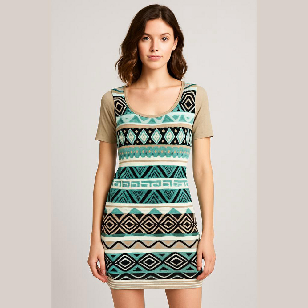 T/O Aztec Print Sweater Dress - Size M